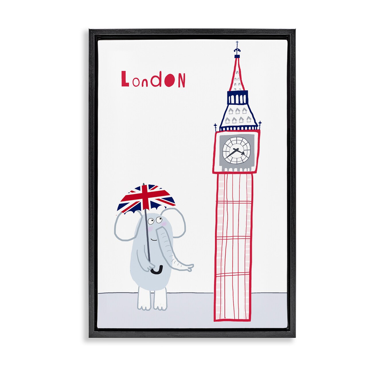 Stupell Industries Elephant & Big Ben London Floating Frame, design by Carla Daly